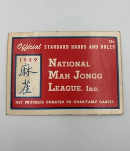 1959 NATIONAL MAH JONGG LEAGUE REGELN SPIELKARTE fleckig wie besehen - Bild 1 von 9
