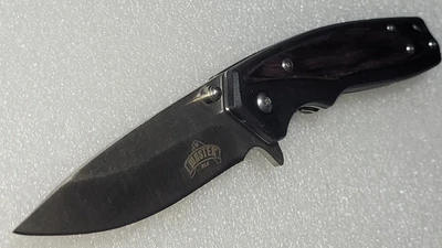 Master USA MU-A095 Manual Knife: Black with Gray Trim, Pocket Clip: Lanyard Hole - Image 1 of 4