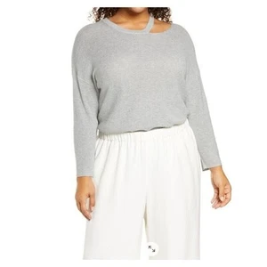 Halogen Crewneck Slit Detail Pullover Sweater Gray M - Picture 1 of 5