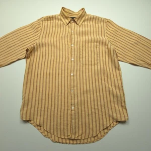 Camisa De Colección Banana Republic Para Hombres Mediana Naranja Lino Puro Rayas Y2K Informal Año 03 - Imagen 1 de 18