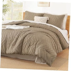 Taupe King Comforter Set, 3 Pieces Lightweight King (104"x90") 13 - Taupe - Picture 1 of 8