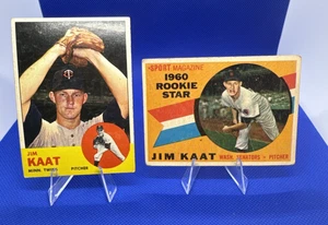 1960 Topps Baseball JIM KAAT Rookie #136 and 1963 Topps #165 / MLB HOFer - Picture 1 of 6