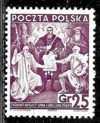HICK GIRL- MINT POLAND STAMP   SC#324   1938  TREATY OF LUBLIN      L386 - Image 1 of 2