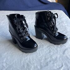 ALDO Patent Leather Lace Up Platform Heel Boots Women's Size 6.5 Combat Boot Zip