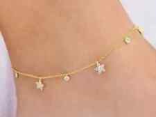 Women's Anklet 1Ct Round Cut Simulated Diamond Adjustable 14k Yellow Gold Plated