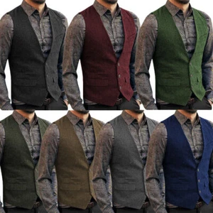 Chaleco Vaquero Para Hombres Lana Espiga Vintage Tweed Chaleco Diseño Retro - Imagen 1 de 30