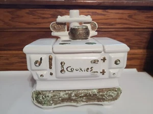 Vintage McCoy Pottery White Antique "Cast Iron" Kitchen Stove Oven Cookie Jar - Picture 1 of 10