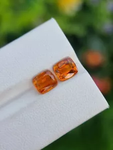 Pietra Preziosa Clinohumite Coppia Cuscino Forma Colore Arancione Dal Tagikistan - Foto 1 di 4