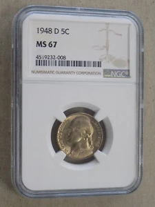 1948 D 5C Jefferson Nickel  NGC MS67 - Picture 1 of 4