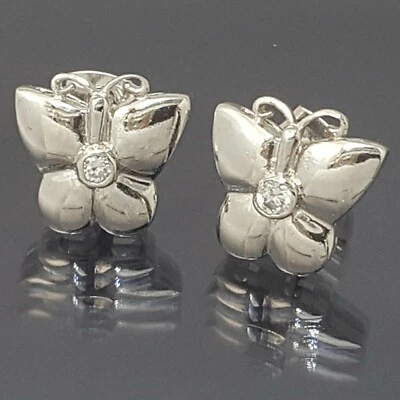 18K White Gold Filled Stunning Italian 18ct GF Butterfly Earrings 12mm - Image 1 of 4