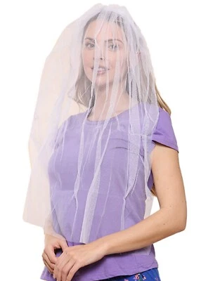 Ladies White Fancy Dress Halloween Bride Wedding Costume Veil Headband Hen Party - Image 1 of 4