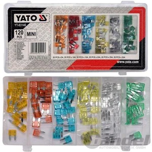 YATO KFZ MINI-SICHERUNG FLACH-AUTOSICHERUNG 11mm SORTIMENT 120-teilig 5-30 A - Afbeelding 1 van 3