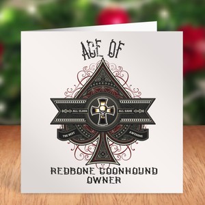 PERSONALISED ACE OF REDBONE COONHOUND OWNER GREETING CARD CUSTOMISED FUN TIMES