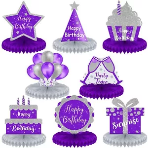 8 Pcs Birthday Centerpiece Table Decoration Happy Birthday Honeycomb Centerpiece - Picture 1 of 6