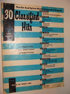 Órgano 30 éxitos clasificados 1956 arr Lou Leaman sistema de acordes libro de música - Imagen 1 de 1