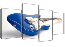 Large Blue White Fender Electric Guitar - Bedroom Canvas Decor - 4447 - 130cm