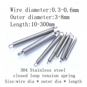 stainless steel extension spring with loop Wire dia 0.3-0.6mm OD 3-8mm L10-300mm - Picture 1 of 12