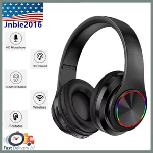 LED Gaming Headphones Wired Built In Microphone On-Ear Headset for PS PS5 PC - Picture 1 of 13