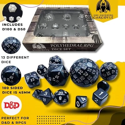 13x DnD Dice Set D100 100 Sided Dice Dungeons And Dragons Dice Set RPG TTRPG