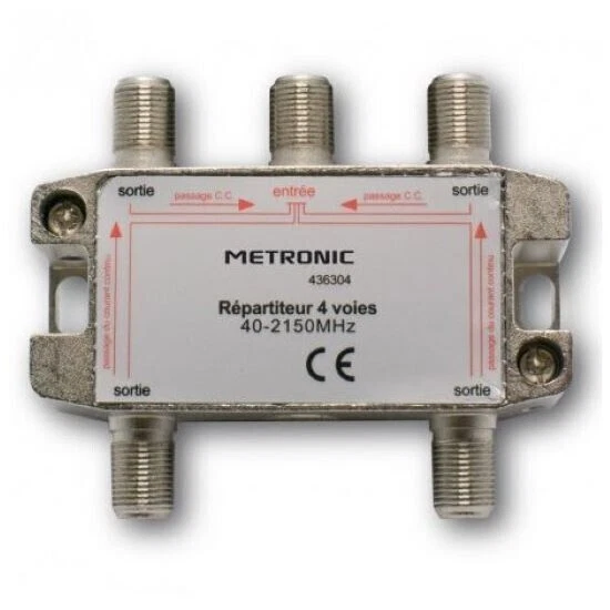 Splitter Sat / TV 4 Sorties METRONIC 436304 Gratuit Type " F " - Photo 1/1
