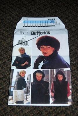 Uncut Butterick 3311 Hat, Vest, Scarf Hoodie, Purse & Shawl Pattern, size XS-S - Image 1 of 3
