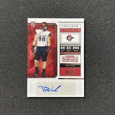 2018 Panini Contenders DAVID WELLS #207 College Ticket ROOKIE AUTO - SAN DIEGO - Image 1 of 4