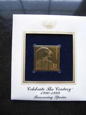 Réplica de sello de oro de 22 kt RECOVERING SPECIES Celebrar siglo FDC cubierta dorada Foto 1 de 3