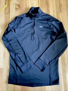 REI Fleece gefütterter Pullover 1/4 Zip Herren Medium schwarz winddicht Sweatshirt - Bild 1 von 8