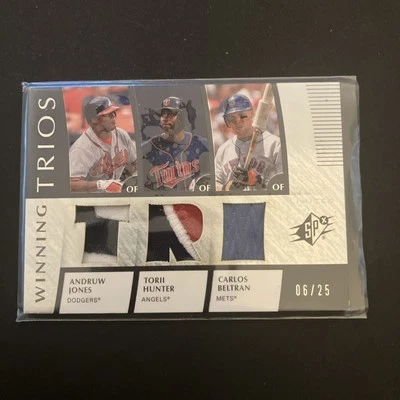 2008 SPx Winning Trio's Triple Jersey A. Jones/T. Hunter/C. Beltran #06/25 - Image 1 of 3