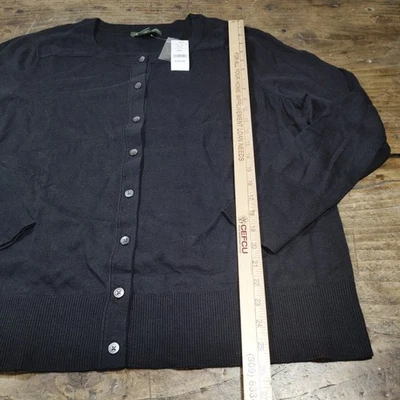 Eddie Bauer Cardigan Womens XXL Sweater Black NWT Button Front Classic - Image 1 of 4