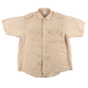 Brooks Brothers Hemd Herren XL Beige Vintage 100% Leinen Kurzarm Oberhemd - Bild 1 von 8