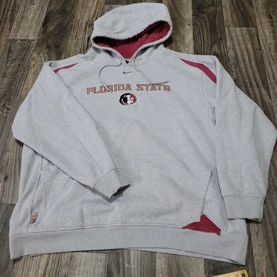 Vintage Y2k Florida State Nike Center Swoosh Hoodie Gray Size XL Seminoles  - Image 1 of 4