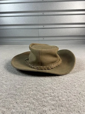 Sombrero de Vaquero Minnetonka Ajustado Para Hombre Grande Marrón Cuero Genuino Outback Western Foto 1 de 4