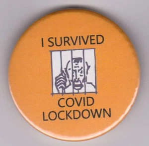 Virus Lockdown survivor badge! Pandemic social distancing fun pin button - Picture 1 of 1