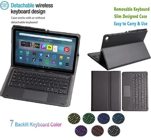 Backlit TouchPad Detachable Keyboard+Case Cover for Amazon Fire Max 11" Tablet - Picture 1 of 8