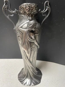 Antico vaso 3D WMF 14,5" placcato argento Art Nouveau manca rivestimento vetro - Foto 1 di 11