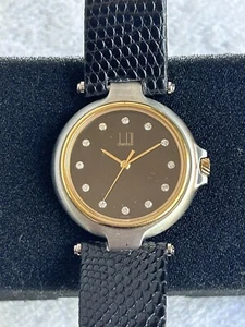 1980's Alfred Dunhill Diamonds dial, Gold & Stainless Steel 7 Jewels Swiss Watch - Picture 1 of 10