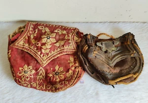 18c Antique Handmade Designer Leather Bag Brass Latches Rare Collectible Leth100 - Picture 1 of 8