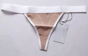 Negative Women's Low Rise Semi Sheer Mesh Sieve Thong DH3 Buff/White XS NWT - Picture 1 of 4
