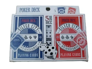 Silver City Standard Playing Cards 2 Decks Plus 5 Bonus Dice - Picture 1 of 2