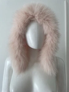 New St. John Knits Light Pink Cashmere Sweater Hood / Fox Fur Trim - Picture 1 of 5