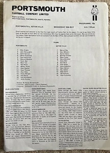 PORTSMOUTH v ASTON VILLA (FRIENDLY?) 16th MAY 1984 - Picture 1 of 1