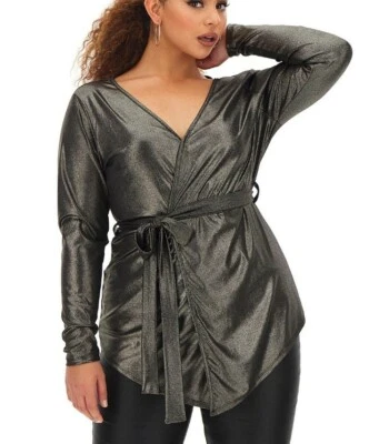 Pink clove plus Wrap Over Cardigan UK 22 - 24 womens metallic belted - Image 1 of 3