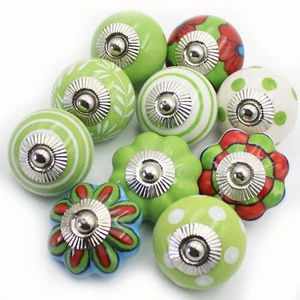Möbelknöpfe Set 6-8-10 STK  Griffe Grün Weiß Keramik Knöpfe Möbelknopf Knauf GW - Bild 1 von 10