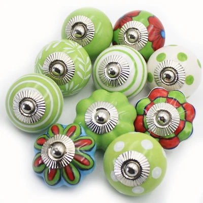 Möbelknöpfe Set 6-8-10 STK  Griffe Grün Weiß Keramik Knöpfe Möbelknopf Knauf GW - Bild 1 von 4