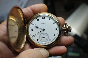 Oro 10K ~ Orologio da taschino Elgin National Watch Co. - Foto 1 di 12