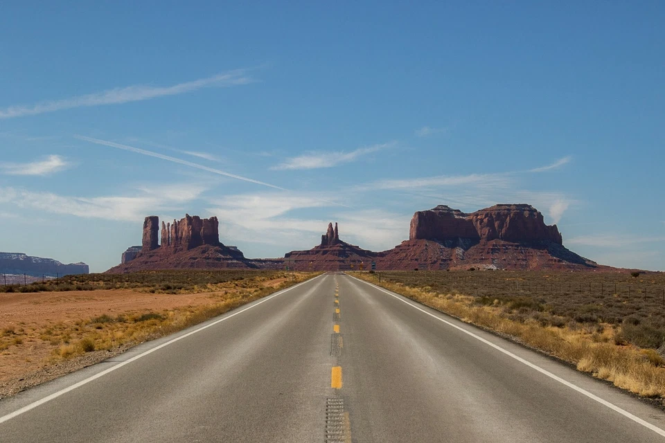 Desert Road through Monument Valley Utah Landscape Photo Picture Poster Print  - Image 1 of 1