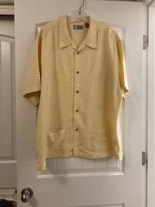 Men’s Yellow Cubavera 2XL Shirt Embroderied Hula Girls 2 Pockets - Picture 1 of 11