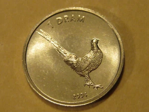 2004 Nagorno-Karabah Coin  PHEASANT  1 Dram  uncirculated  animal coin ebayship - Picture 1 of 2