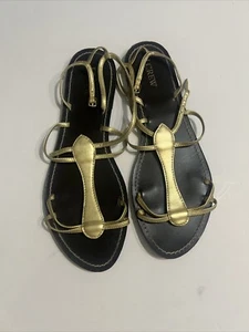J. CREW Women's Metallic Gold Strappy Sandals Size 10 - Picture 1 of 5